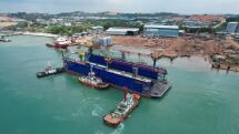 Vallianz launches 110-m floating dock at Labroy yard